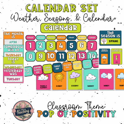 Classroom Calendar Set, Bulletin Board, Chart Calendar, Numbers Cards