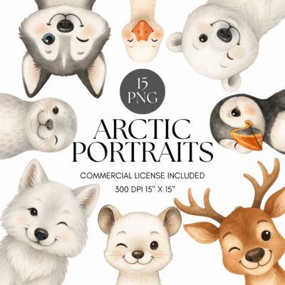Watercolor Arctic Portraits Clipart